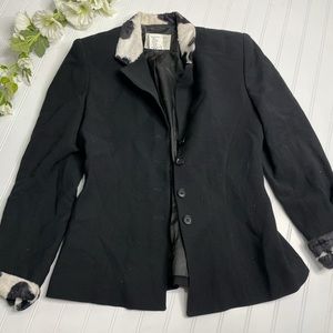 Vertigo Paris blazer women’s 8 black fur shirt top business fur medium m wool
